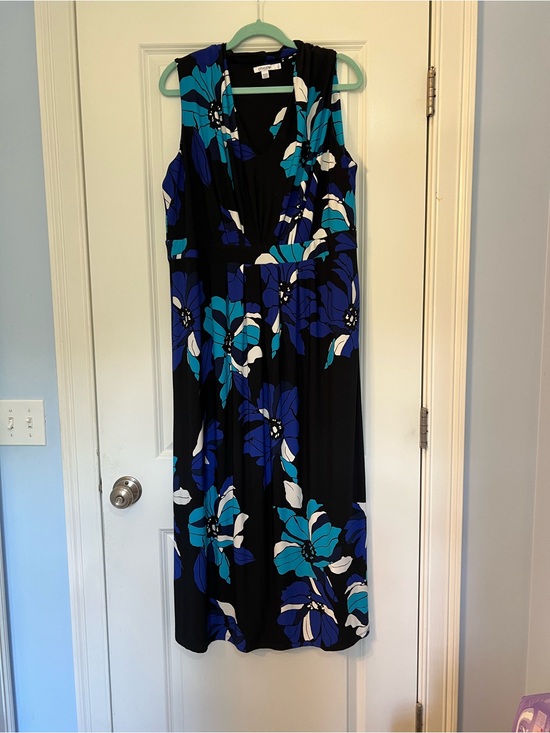 Chico's Dresses & Skirts - Chico's sleeveless Black Maxi Dress with Blue and Teal Floral Print